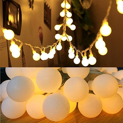 16 Feet 50 LED Globe Fairy Lights, Battery Operated Globe String Lights Starry Lights for Home Party Birthday Garden Festival Wedding Xmas Indoor Outdoor Use by FANSIR(Warm White)