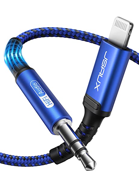 Lightning to 3.5mm Audio Cord 6FT, JSAUX [Apple Mfi Certified] Lightning to Aux Cable for iPhone 12/12 Mini/12 Pro/12 Pro Max/11 Pro/11 Pro Max/X/XR/XS Max/8/7/Headphone/Car Stereo-Blue