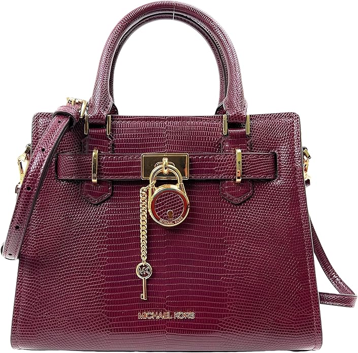 Michael Kors Hamilton Small Leather Satchel Crossbody Bag (Merlot)