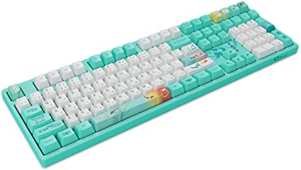 Akko 3108 Monet’s Pond Programmable Wired Gaming Mechanical Keyboard, OEM Profile PBT Dye-Sub Keycaps and N-Key Rollover with Japanese Hiragana (Gateron Pink)