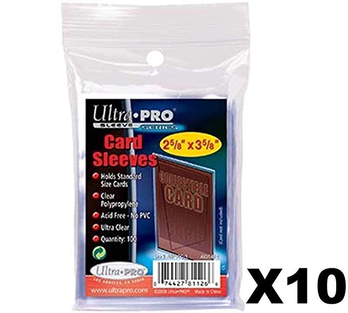 10 (Ten) Pack Lot of 100 Soft Sleeves/Penny Sleeve for Baseball Cards & Other Sports Cards (Packaging May Vary)