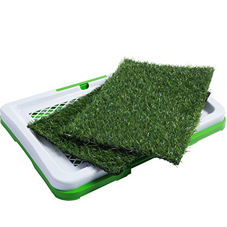 Dog Training Indoor Potty Trainer (Includes 2) Synthetic Grass Pee Pads for Pet Cat Puppy Outdoor Restroom Patch