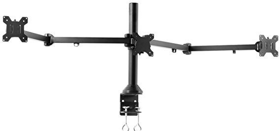 VIVO Triple Computer LCD Monitor Desk Mount VESA Stand - Black Heavy Duty Fully Adjustable Tilt, Swivel, & Rotation | fits Three (3) Screens 13” to 32" (STAND-V103)