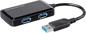 Monoprice Mini 4-Port USB 3.0 Travel Hub - Up to 5.0Gbps, Plug-and-Play, Black