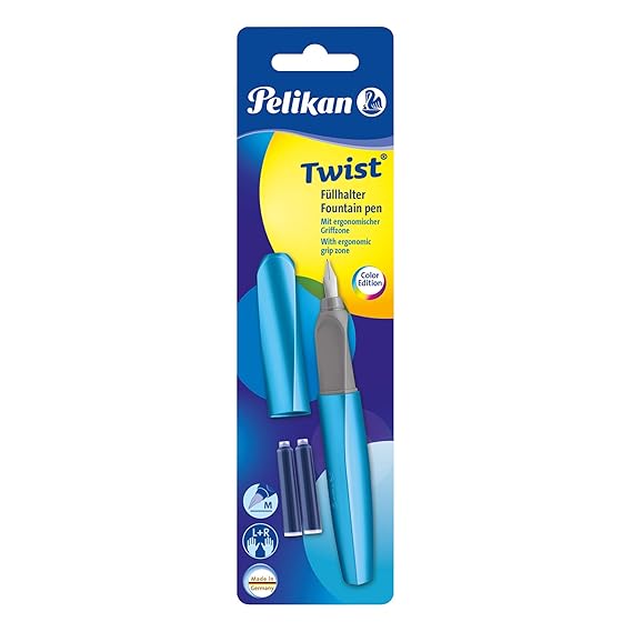 Pelikan Twist Fountain Pen P P457 M Frosted Blue with 2 Tp/B Blister