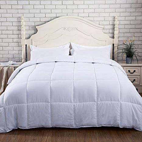 Premium Down Alternative Quilted Comforter with Nanotex Temperature Regulating Moisture Management, Reversible and All-season Available, Plush Microfiber Fill, Duvet Insert or Stand-Alone (Queen)