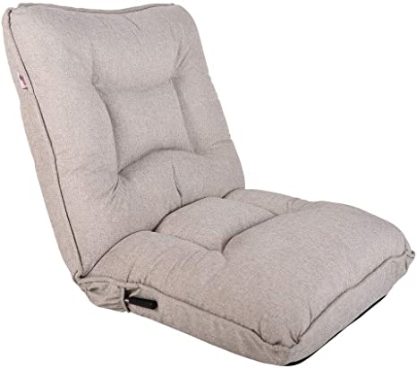 Sundale Outdoor Luxurious Floor Chair Indoor Adjustable Single Recliner with Spring-Loaded Backrest, Thick Padded Lounge, Gaming Sofa Chair for Meditation, Reading, TV Watching (Beige)