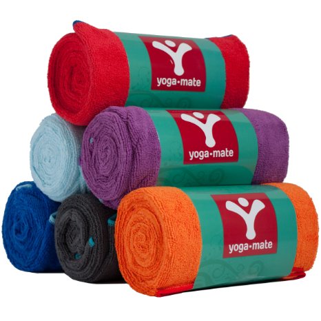 Yoga Towel by YogaMate - Premium Skidless Bikram Towels, Sized Perfectly for Your Mat - Ultra Absorbent Microfiber, Ideal for Hot Yoga, Pilates, Sports, and More! 100% Satisfaction Guarantee!
