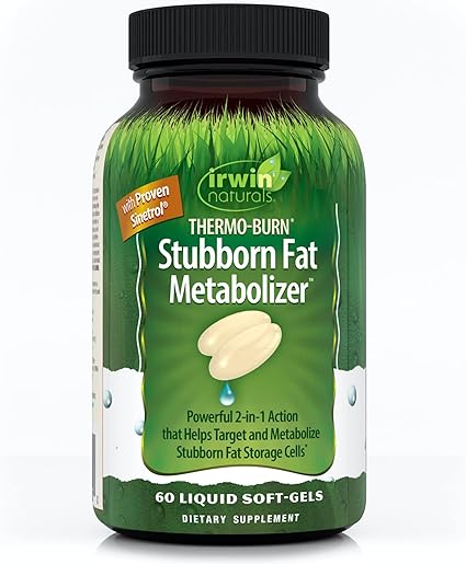 Irwin Naturals Thermo-Burn Stubborn Fat Metabolizer - 60 Liquid Soft-Gels - Combines Green Tea Extract (EGCG), MCT Oil & Caffeine - 20 Servings