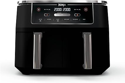 Ninja DZ302 Foodi 10-qt. 6-in-1 DualZone Smart XL Air Fryer with 2 Independent Baskets, Match Cook & Smart Finish to Air Fry, Air Broil, Roast, Bake, Dehydrate, & Keep Warm, Black