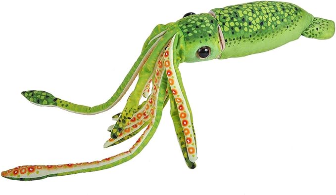 Wild Republic 23546 WR Print Squid Green Stuffed Animal, Plush Toy, Gifts for Kids