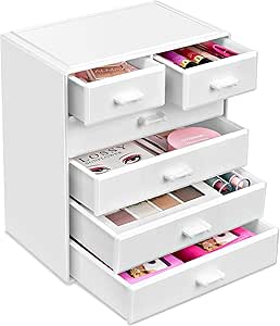 Sorbus Acrylic Makeup Organizer - Organization and Storage Case for Cosmetics Make Up & Jewelry - Large Makeup Organizer for Vanity, Bathroom, College Dorm, Closet, Desk (4 Large, 2 Small Drawers)