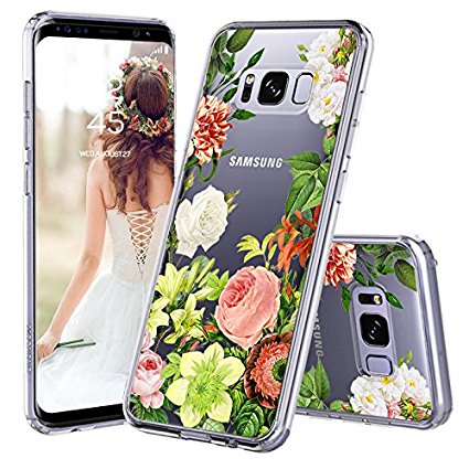 Galaxy S8 Case, Galaxy S8 Cover, MOSNOVO Botany Flower Floral Design Clear Transparent Hard Case with Shockproof TPU Bumper Protective Back Cover for Samsung Galaxy S8 (2017)