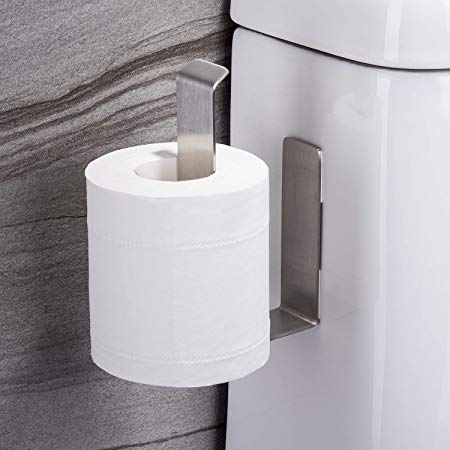 Taozun Self Adhesive Toilet Paper Holder - Over The Tank Toilet Tissue Paper Roll Holder,no Drilling SUS 304 Stainless Steel Brushed