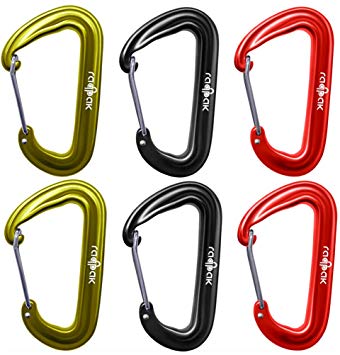 Raqpak Wiregate Carabiners Clips for Hammocks 2 4 6 8 pcs Sets Lightweight Strong Aluminum with Pouch