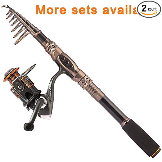 PLUSINNO Fishing Rod and Reel Combos Carbon Fiber Telescopic Fishing Rod with Reel Combo Sea Saltwater Freshwater Kit Fishing Rod Kit