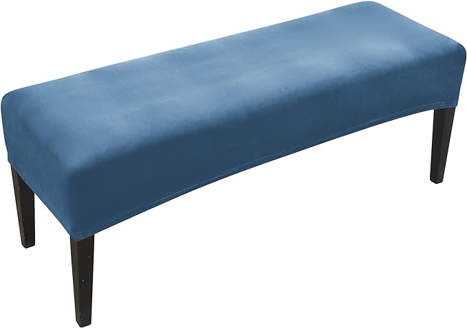 FORCHEER Dining Bench Cover Velvet Bench Slipcover for Living Room Washable Ottman Cover Bench Seat Protector for Bedroom, Kitchen(Velvet-Royal Blue)