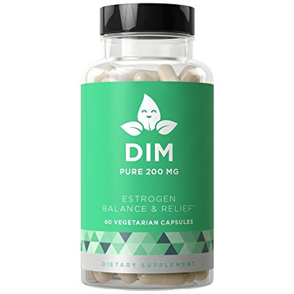 DIM PURE 200 MG - Energy Fatigue & Stress Relief, Estrogen Balance, Menopause & Hot Flashes, Excess Weight, Hormonal Support for Women and Men - 60 Vegetarian Soft Capsules