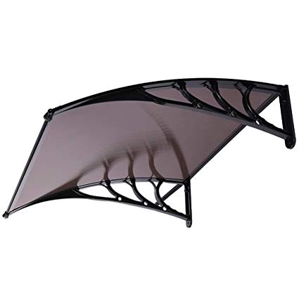 VIVOHOME Polycarbonate Window Door Awning Brown with Black Bracket 40 Inch x 40 Inch