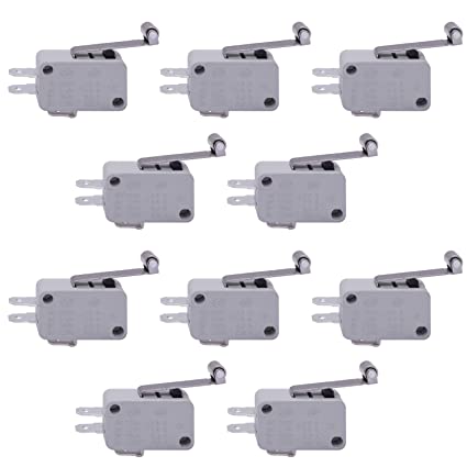 TWTADE / 10pcs SPDT 1NO/1NC Momentary Micro Switches Micro Limit Switch Metal Roller Lever Arm V-156-1C25 Snap Action for Arduino