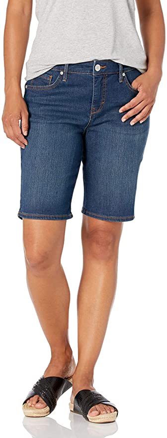 Gloria Vanderbilt Women's Mid Rise Belted Jean Bermuda Short