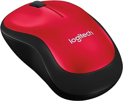 Logitech M185 Wireless Mouse, 2.4GHz with USB Mini Receiver, 12-Month Battery Life, 1000 DPI Optical Tracking, Ambidextrous, Compatible with PC, Mac, Laptop - Red