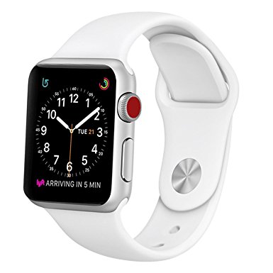 BANDEX Sport Band for Apple Watch 42mm, Soft Silicone Strap Replacement Wristbands for Apple Watch Sport Series 3 Series 2 Series 1(White M/L)