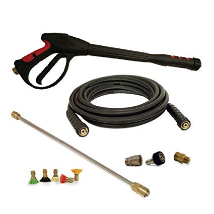 Apache 99023676 3700 PSI Pressure Washer Gun Kit with 5/16" x 25' Hose, Quick Disconnect Metric Adapter, Spray Tips