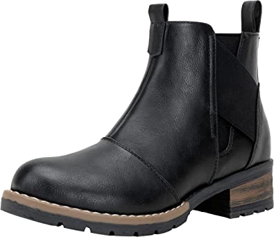 Jeossy Women's 9007 Ankle Boots Comfy Chelsea Low Heel Booties for Women