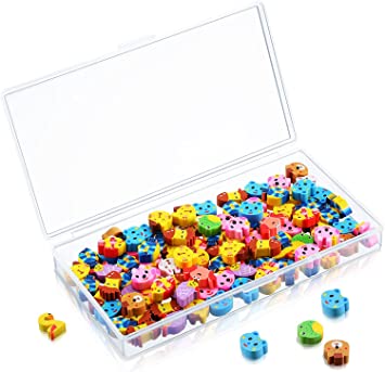 Zonon 100 Pieces Mini Pencil Erasers Erasers Pack Mini Erasers Assortment Novelty Sea Erasers Mini Pencil Erasers with Storage Box for Party Favor, Gift Filling, Home School Work Reward