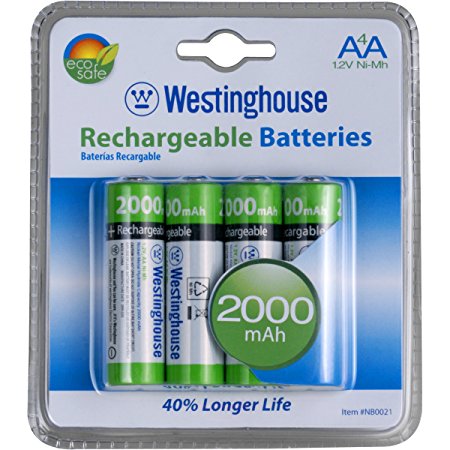 (4 pack) Westinghouse AA NI-MH 2000MAH Rechargeable Batteries