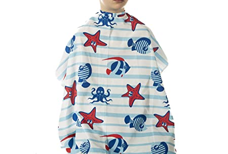 Kids' Hair Styling Cape with Aquatic Animals Print