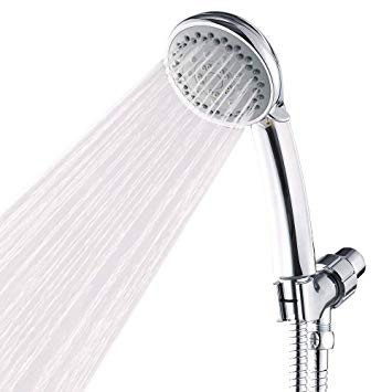 Handheld Shower Head with Hose High Pressure Spray Head against Low Pressure Water Supply, Hand Held Showerhead 2.5 GPM Multi-functions w/Water Saving Mode, Bracket and Teflon Tape, Chrome Finish