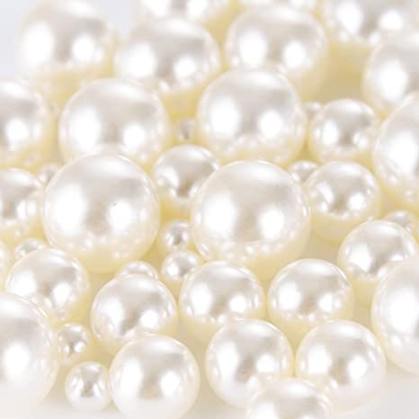 160PCS Assorted Pearl Beads for DIY Jewelry Making Vase Fillers Table Scatter Wedding Birthday Party Home Decoration Lvory&White （8mm 14mm 20mm）No Holes (Ivory&White)