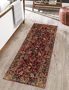 Unique Loom Saturn Collection Area Rug - Ion (2' 2" x 5' 1" Runner, Burgundy/ Beige)