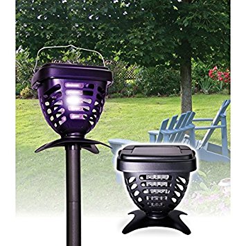 Riddex Portable Solar Powered Camping Bug Zapper Insect Killer with Removable Stake