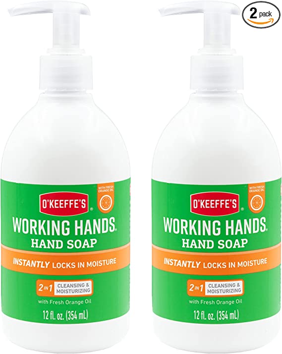 O'Keeffe's Working Hands Moisturizing Hand Soap with Fresh Orange Oil, 12 Ounce Pump (Pack of 2)