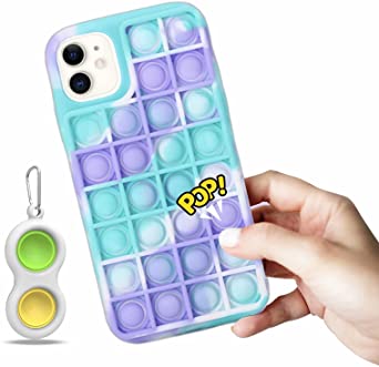 Fidget Toy Pop Phone Case for iPhone X/XS Case[5.8 inch] Cartoon Funny Kawaii Cute Fun Silicone Design Cover for Girls Kids Boys Teen, Fashion Cool Protective Aesthetic Color Bubble Girl Cases