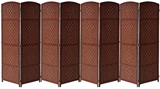 Sorbus Room Divider Privacy Screen, Foldable Panel Partition Wall Divider, Room Dividers and Folding Privacy Screens, Diamond Double-Weaved (8 Panel, Espresso Rust)