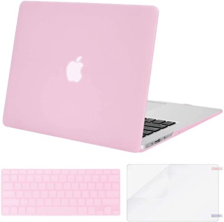 MOSISO Compatible with MacBook Air 13 inch Case (Models: A1369 & A1466, Older Version 2010-2017 Release), Protective Plastic Hard Shell Case & Keyboard Cover & Screen Protector, Clear Pink