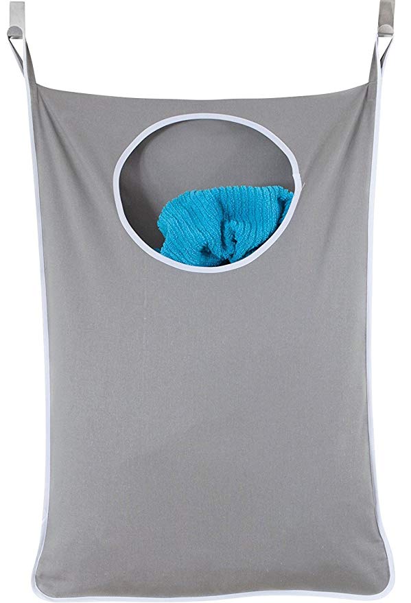 Laundry Nook, Door-Hanging Laundry Hamper with Stainless Steel Hooks