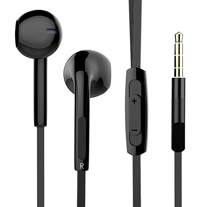 BYZ in Ear Earbuds,Wired Headphones with Mic Stereo Sound Volume Control Ergonomic,Black