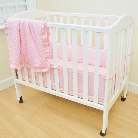 American Baby Company Heavenly Soft Minky Dot Chenille Portable/Mini Crib Bedding Set, Pink,3-Piece