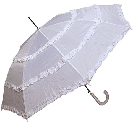 RainStoppers Women's Open Parasol Umbrella with Three Ruffles