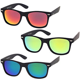 zeroUV - Matte Finish Reflective Color Mirror Lens Large Square Horn Rimmed Sunglasses 55mm