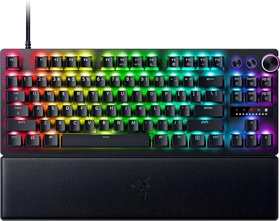 Razer Huntsman V3 Pro Tenkeyless - Tastiera ottica analogica tenkeyless per esport, Regolazioni rapide integrate, Quadrante digitale multi-funzione e pulsanti di comando dedicati, US-Layout | Nero