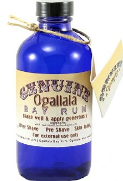 8 oz Genuine Ogallala Bay Rum Regular Old-time looking bottle and label
