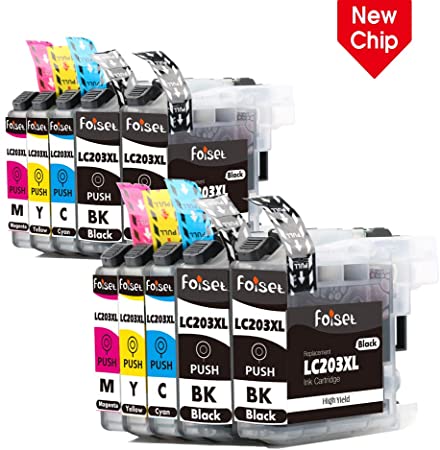 Foiset 10 Pack (4 Black, 2 Cyan, 2 Magenta, 2 Yellow) Replacement for Brother LC203 203XL LC201 Ink Cartridge Compatible with Brother MFC-J485DW J480DW J680DW J885DW J880DW MFC J5520DW J5620DW J5720DW J4420DW J4320DW J4620DW Printer