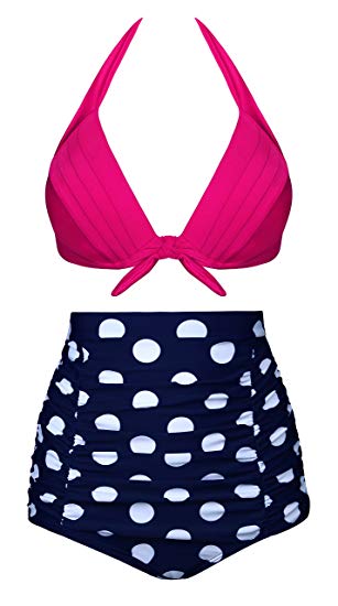 Newbely Womens Bathing Suits Tankini Swimsuits for Women High Waisted Retro Swimsuit Two Piece