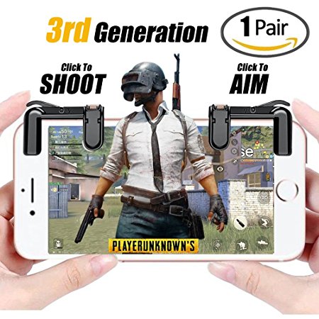 PUBG Mobile Controller, New Version PUBG/Knives Out/Rules of Survival L1R1 Aim & Fire Trigger for Samsung Phone iPhone X 7Plus Android Note 8 Galaxy S8 IOS 7 8 (3rd Generation - 1 Pair)